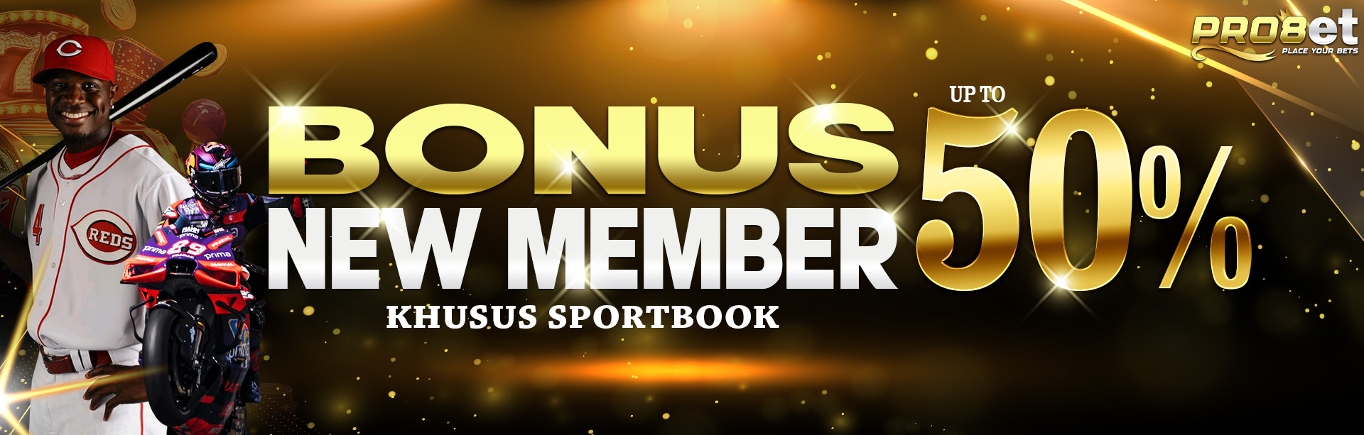 BONUS NEW MEMBER SPORTSBOOK 50%	